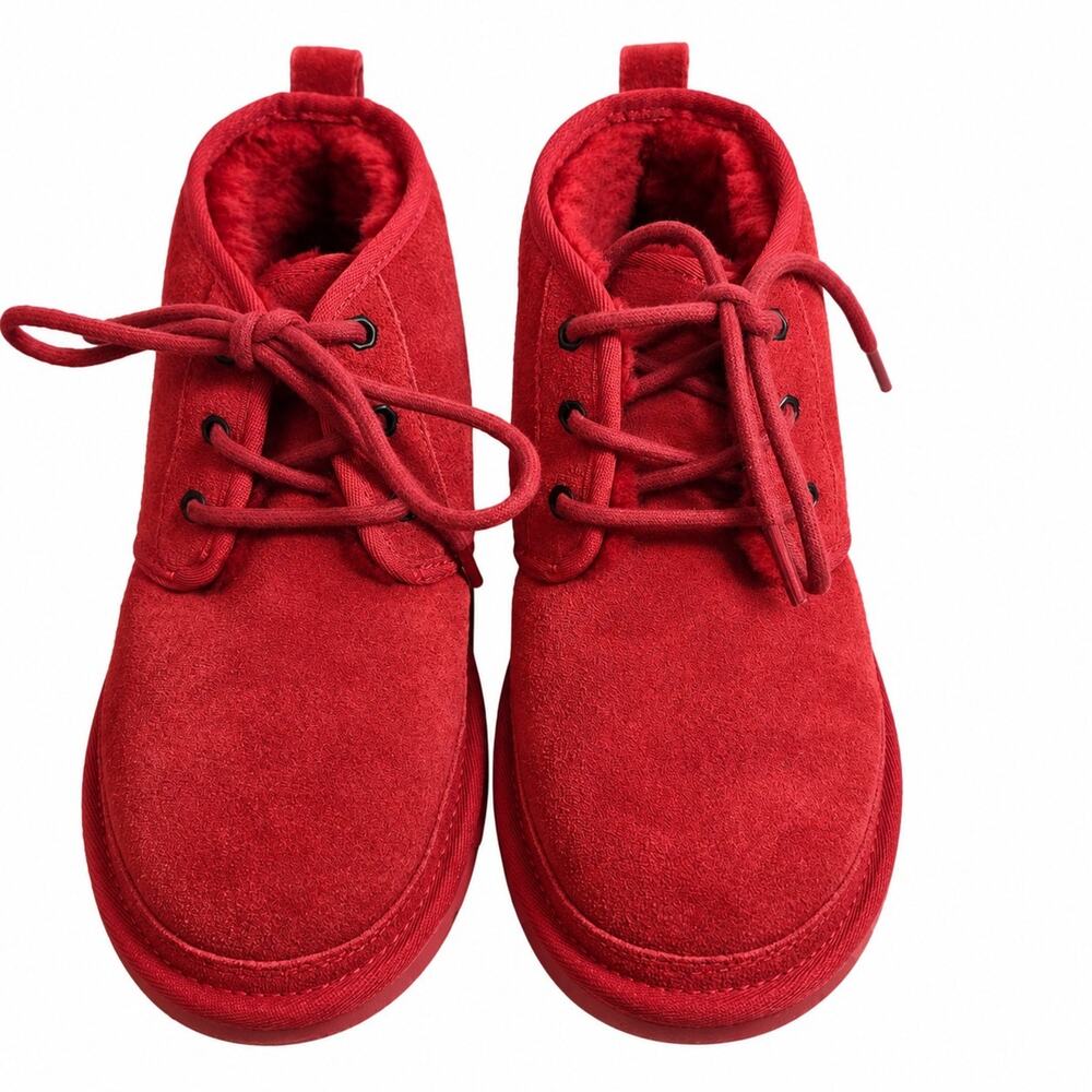 UGG WOMEN NEUMEL SAMBA RED SHEARLING SUEDE SHOE US 7 / EU 38